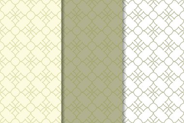 Zeytin yeşili ve beyaz geometrik süsler. Web, Tekstil ve duvar kağıtları için dikey Dikişsiz desen seti