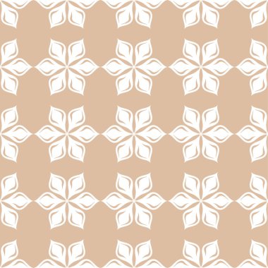 Bej sorunsuz arka plan üzerinde beyaz çiçek süsleme. Tekstil ve duvar kağıtları için seamless modeli