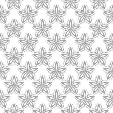 Beyaz arka plan üzerine açık gri çiçek süsleme. Tekstil ve duvar kağıtları için seamless modeli