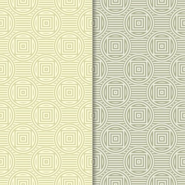 Zeytin yeşili geometrik süsler. Web, Tekstil ve duvar kağıtları için dikişsiz desen seti