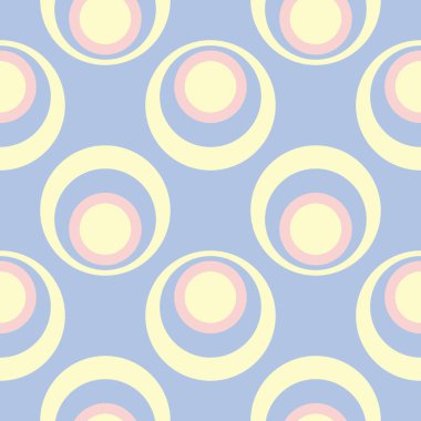 Geometrik desenli sorunsuz arka plan. Tekstil ve duvar kağıtları için mavi zemin üzerinde öğeleri pembe ve bej