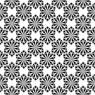 Beyaz arka planda siyah çiçek süsleme. Tekstil ve duvar kağıtları için seamless modeli