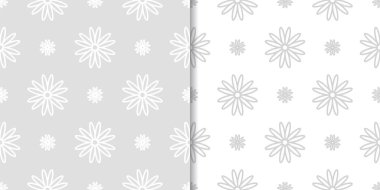 Işık gri çiçek arka planlar. Tekstil ve duvar kağıtları için dikişsiz desen seti