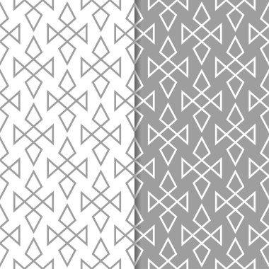 Gri ve beyaz geometrik süsler. Web, Tekstil ve duvar kağıtları için dikişsiz desen seti
