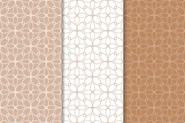 Web, Tekstil ve duvar kağıtları için dikişsiz desen kahverengi ve beyaz geometrik dizi