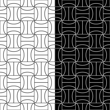 Siyah ve beyaz geometrik yazdırır. Web, Tekstil ve duvar kağıtları için dikişsiz desen seti