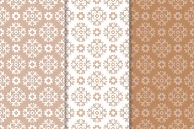 Kahverengi çiçek arka planlar. Tekstil ve duvar kağıtları için dikişsiz desen seti