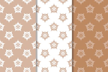 Kahverengi çiçek arka planlar. Tekstil ve duvar kağıtları için dikişsiz desen seti