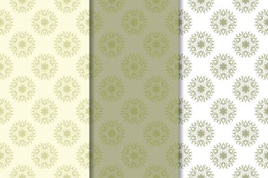 Zeytin yeşili çiçek sorunsuz süsler. Tekstil ve duvar kağıtları için dikey desenleri