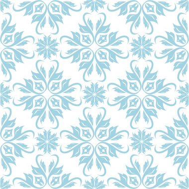 Beyaz zemin üzerine mavi çiçek tasarım. Tekstil ve duvar kağıtları için seamless modeli