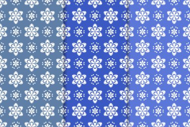 Çiçek süsler kümesi. Mavi dikey Dikişsiz desen. Duvar kağıdı arka plan