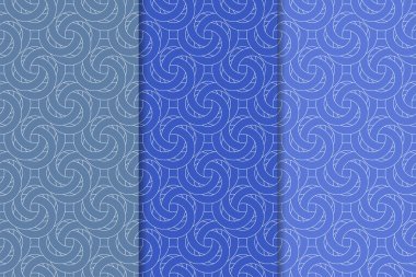 Mavi geometrik süsler. Web, Tekstil ve duvar kağıtları için dikey Dikişsiz desen seti