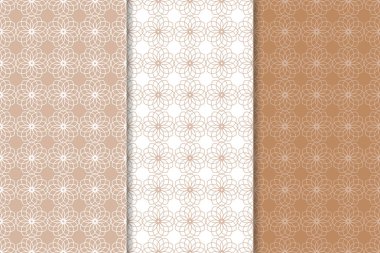 Web, Tekstil ve duvar kağıtları için geometrik Dikişsiz desen kahverengi ve beyaz set
