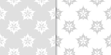 Işık gri çiçek arka planlar. Tekstil ve duvar kağıtları için dikişsiz desen seti