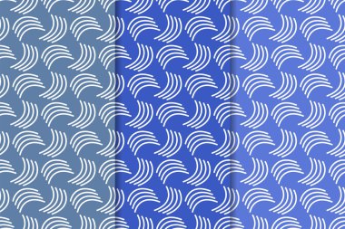 Web, Tekstil ve duvar kağıtları için geometrik Dikişsiz desen mavi seti