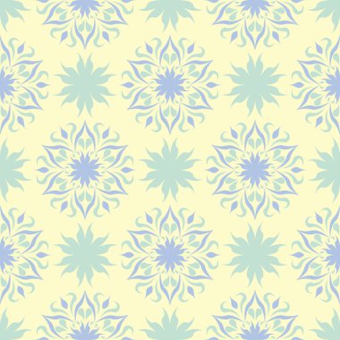 Çiçek bej seamless modeli. Bej renkli arka plan duvar kağıtları, Tekstil ve kumaş için mavi ve yeşil ışık çiçek tasarımları ile