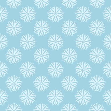 Mavi zemin üzerine beyaz çiçek desenli. Tekstil ve duvar kağıtları için sorunsuz süsleme