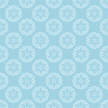 Beyaz ve mavi çiçek desenli. Tekstil ve duvar kağıtları için sorunsuz süsleme