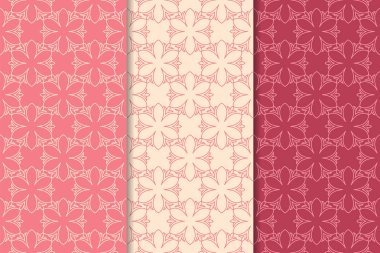 Çiçek süsler kümesi. Kiraz kırmızısı dikey Dikişsiz desen. Duvar kağıdı arka plan