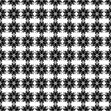 Beyaz arka planda siyah çiçek süsleme. Tekstil ve duvar kağıtları için seamless modeli