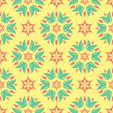 Çiçek desenli sorunsuz arka plan. Duvar kağıtları, Tekstil ve kumaş için parlak sarı, pembe ve mavi arka plan