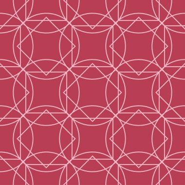 Kırmızı ve soluk pembe geometrik süsleme. Web, Tekstil ve duvar kağıtları için seamless modeli