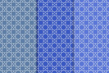 Mavi geometrik süsler. Web, Tekstil ve duvar kağıtları için dikey Dikişsiz desen seti