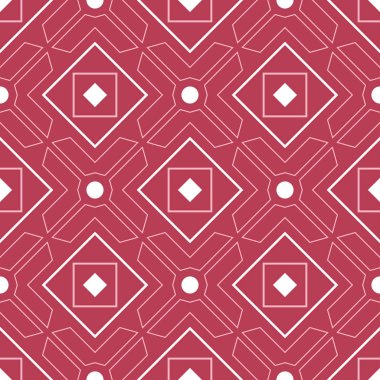 Geometrik kırmızı sorunsuz arka plan. Soluk kırmızı desen duvar kağıtları, Tekstil ve kumaş için