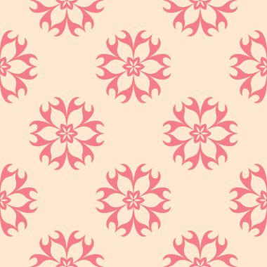 Kırmızı ve bej çiçekli süs. Tekstil ve duvar kağıtları için seamless modeli