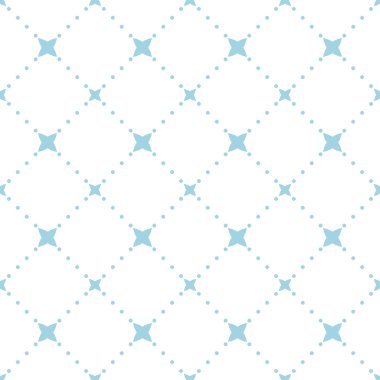 Geometrik süsleme. Beyaz ve mavi seamless modeli web, Tekstil ve duvar kağıtları için