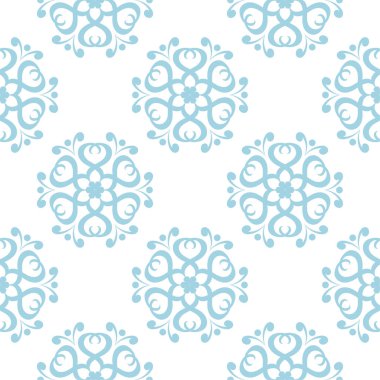 Hafif mavi ve beyaz çiçek süsleme. Tekstil ve duvar kağıtları için seamless modeli