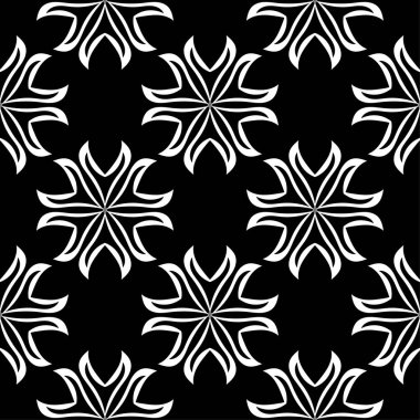 Siyah ve beyaz çiçek süsleme. Tekstil ve duvar kağıtları için seamless modeli