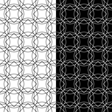 Siyah ve beyaz geometrik süsler. Web, Tekstil ve duvar kağıtları için dikişsiz desen seti