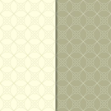 Zeytin yeşili geometrik süsler. Web, Tekstil ve duvar kağıtları için dikişsiz desen seti