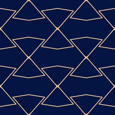 Altın mavi geometrik süsleme. Web, Tekstil ve duvar kağıtları için seamless modeli