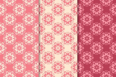 Kiraz kırmızı çiçekli süsler. Dikey Dikişsiz desen seti. Duvar kağıdı arka plan