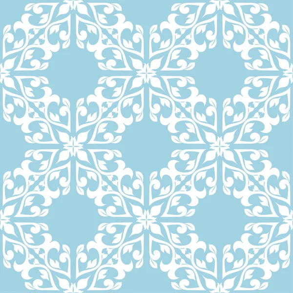 Mavi zemin üzerine beyaz çiçek süsleme. Tekstil ve duvar kağıtları için seamless modeli