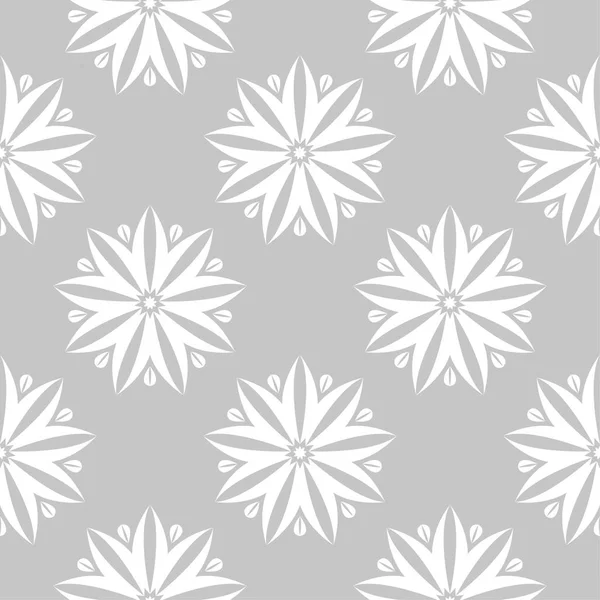 Adorno Floral Blanco Sobre Fondo Gris Patrón Sin Costuras Para — Vector de stock