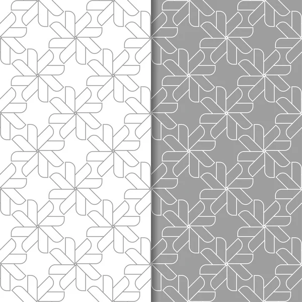 Gri ve beyaz geometrik süsler. Web, Tekstil ve duvar kağıtları için dikişsiz desen seti