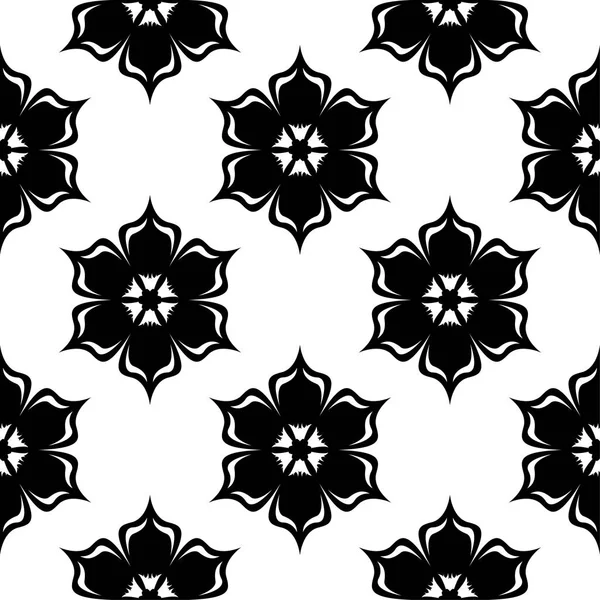 Beyaz arka planda siyah çiçek tasarım. Tekstil ve duvar kağıtları için seamless modeli