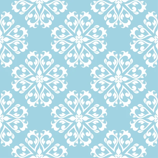 Mavi zemin üzerine beyaz çiçek süsleme. Tekstil ve duvar kağıtları için seamless modeli