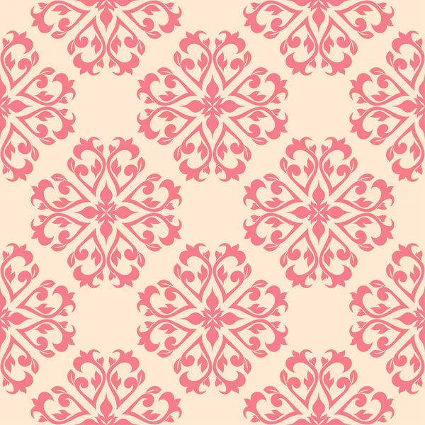 Bej renkli arka plan üzerinde kırmızı çiçekli süs. Tekstil ve duvar kağıtları için seamless modeli