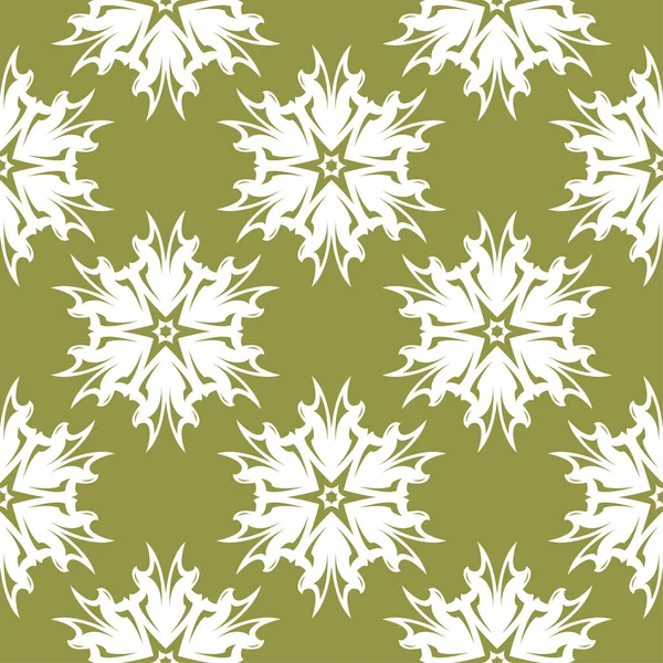 Zeytin yeşil zemin üzerine beyaz çiçekler. Tekstil ve duvar kağıtları için süs seamless modeli