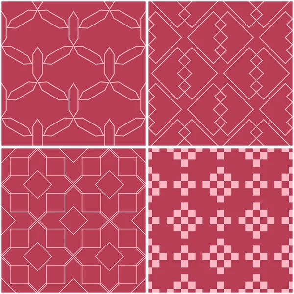 Geometrik desenler. Soluk kırmızı sorunsuz arka planlar kümesi. Vektör çizim