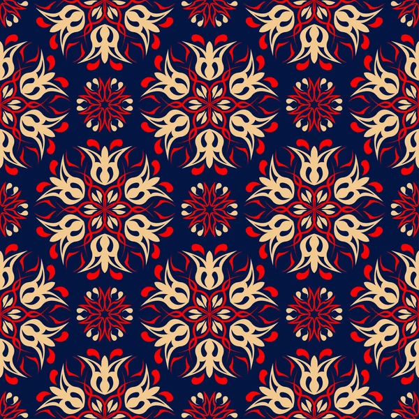 Çiçek seamless modeli. Duvar kağıtları, Tekstil ve kumaş için renkli kırmızı ve mavi arka plan