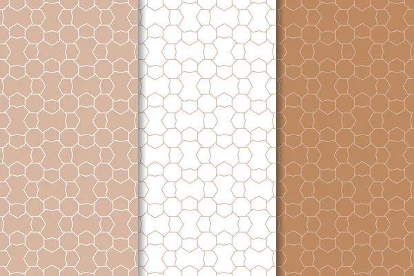 Kahverengi ve beyaz geometrik süsler. Web, Tekstil ve duvar kağıtları için dikişsiz desen seti