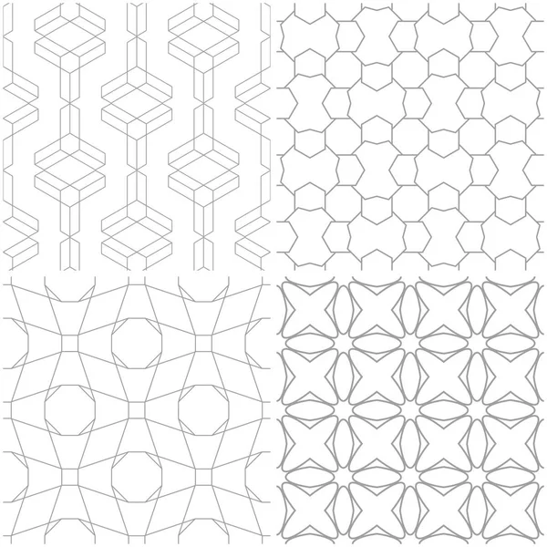 Geometrik desenler. Işık gri ve beyaz sorunsuz arka planlar kümesi. Vektör çizim