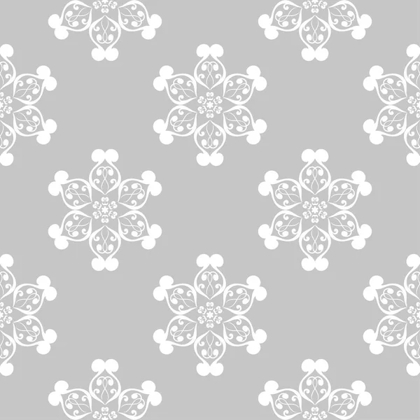 Gri arka plan üzerinde beyaz çiçek süsleme. Tekstil ve duvar kağıtları için seamless modeli