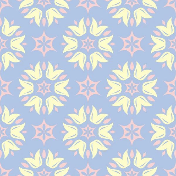 Çiçek seamless modeli. Soluk mavi arka plan duvar kağıtları, Tekstil ve kumaş için bej ve pembe çiçek öğeleri ile