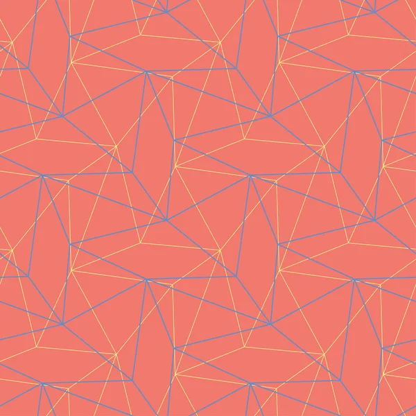 Geometrik kırmızı turuncu seamless modeli. Mavi ve sarı bir tasarıma sahip parlak arka plan